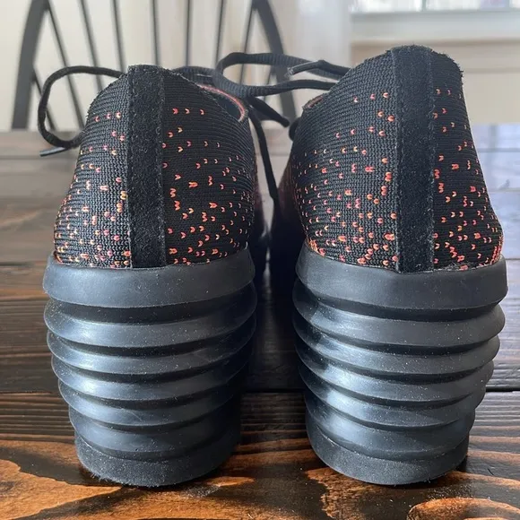 Jeffrey Campbell Inferma Black Pink Neon Knit Sneakers Wedge High-Performance