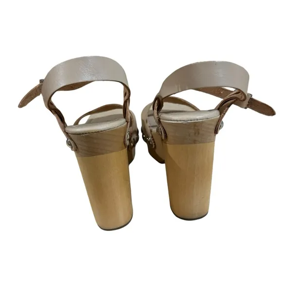 Jeffrey Campbell Platform High Heel Sandals Leather Beige Size 38 Italian