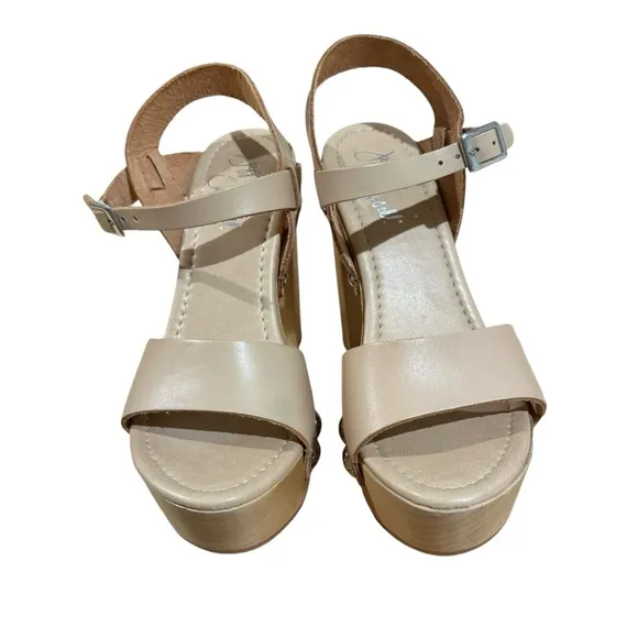 Jeffrey Campbell Platform High Heel Sandals Leather Beige Size 38 Italian