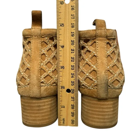 Jeffrey Campbell Taggart Open Weave Leather Ankle Booties Womens Tan Size 7.5
