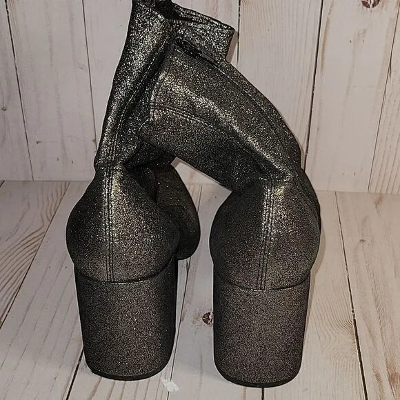 Jeffrey Campbell  Cienega Gray sparkly ankle booties Boots 8
