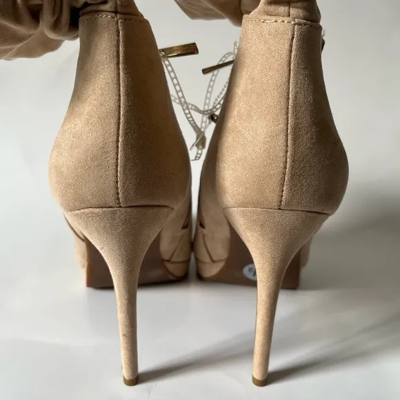 JESSICA SIMPSON-NEW Neutral Tan Platform Heel Slouchy Ankle Boots Size 9.5