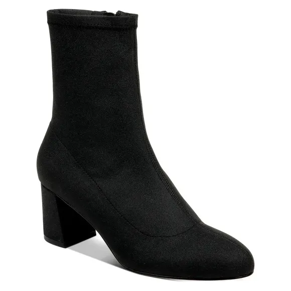 Jewel Badgley Rena Shimmer Black Booties Block Heel Sock Evening Boots Pump 7.5
