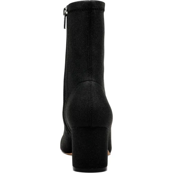 Jewel Badgley Rena Shimmer Black Booties Block Heel Sock Evening Boots Pump 7.5