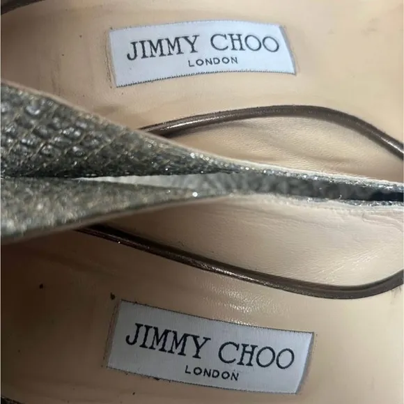 Jimmy Choo Silver Ankle Boots with Glitter Finish