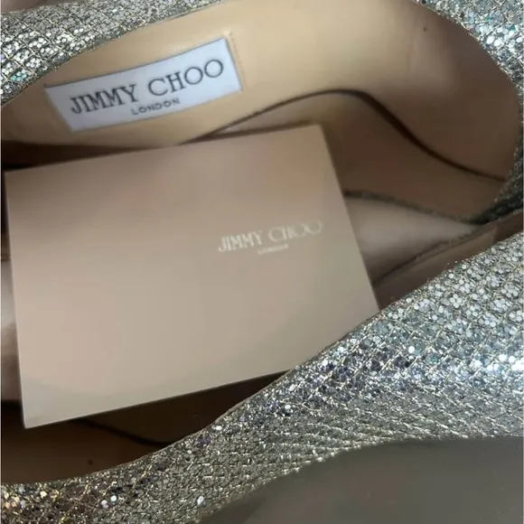 Jimmy Choo Silver Ankle Boots with Glitter Finish