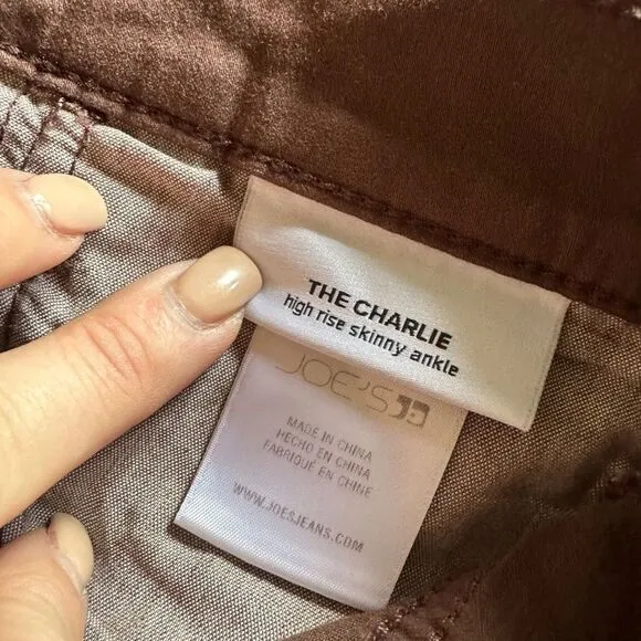 JOE'S JEANS Charlie Ankle Coated Skinny Jean In Dark Coco Bean