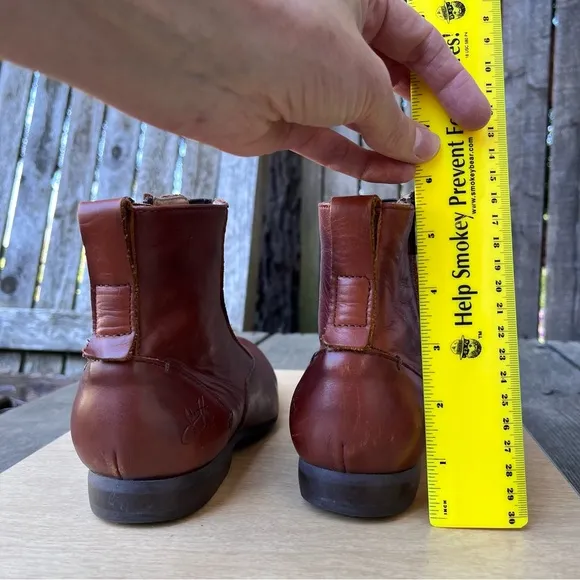 John Fluevog Conga Leather Ankle Boots In Cognac Brown Sz 6.5