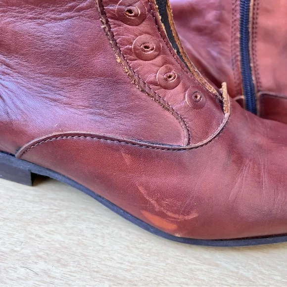 John Fluevog Conga Leather Ankle Boots In Cognac Brown Sz 6.5