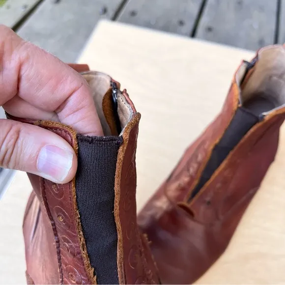 John Fluevog Conga Leather Ankle Boots In Cognac Brown Sz 6.5