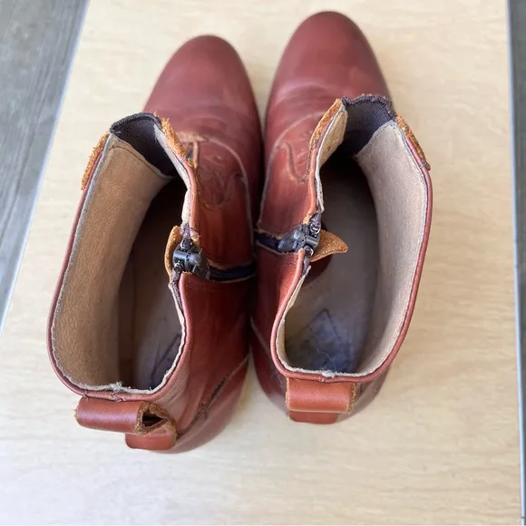 John Fluevog Conga Leather Ankle Boots In Cognac Brown Sz 6.5