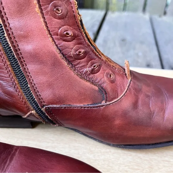 John Fluevog Conga Leather Ankle Boots In Cognac Brown Sz 6.5