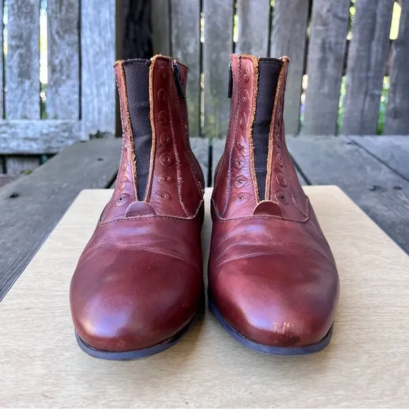 John Fluevog Conga Leather Ankle Boots In Cognac Brown Sz 6.5