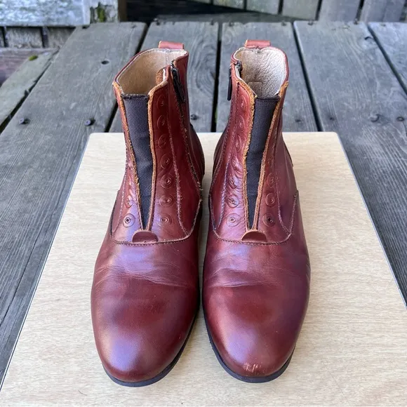 John Fluevog Conga Leather Ankle Boots In Cognac Brown Sz 6.5