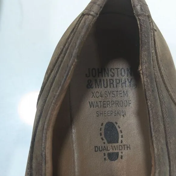 Johnston &amp; Murphy Men Brown Leather sheepskin waterproof Lace Up XC4 Shoes 10