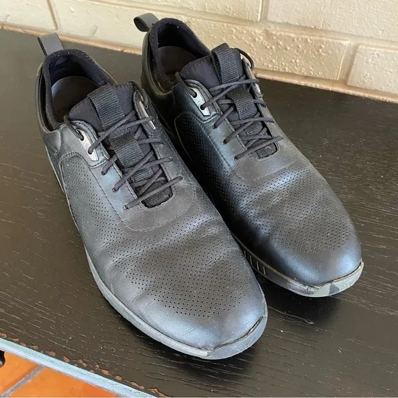 Johnston &amp; Murphy Mens XC4 Black Waterproof Leather Hybrid Golf Shoes Size 11.5