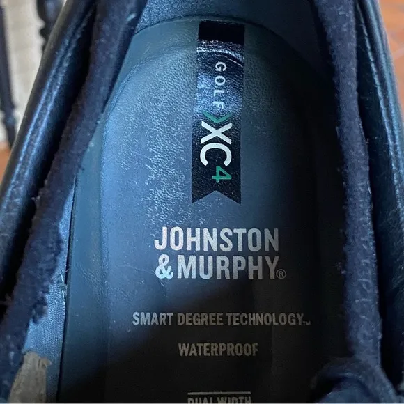 Johnston &amp; Murphy Mens XC4 Black Waterproof Leather Hybrid Golf Shoes Size 11.5