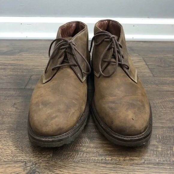 Johnston &amp; Murphy Size 8M Copeland Chukka Boots Sheepskin Brown Oiled Full Grain