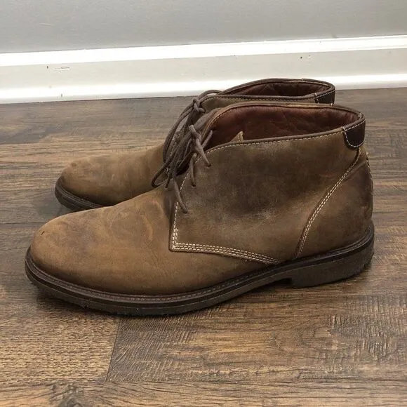 Johnston &amp; Murphy Size 8M Copeland Chukka Boots Sheepskin Brown Oiled Full Grain