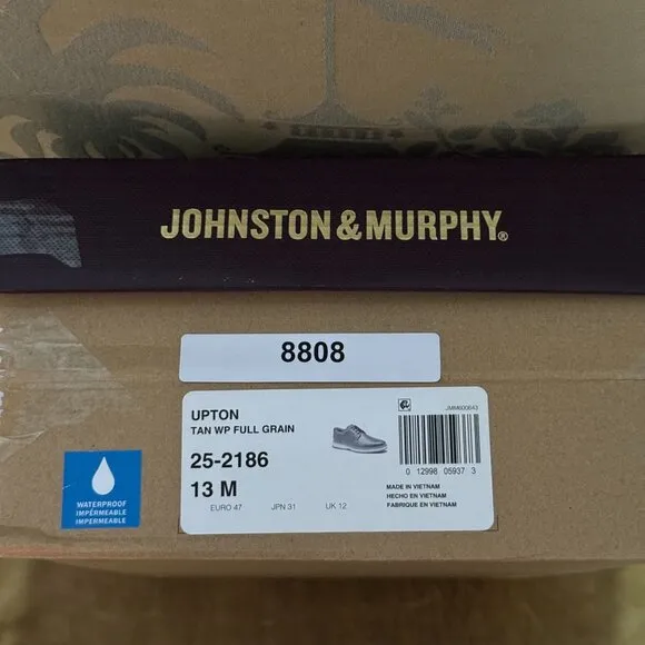 Johnston &amp; Murphy Upton Waterproof Brown Full Grain Leather Golf Shoes 13 NWB