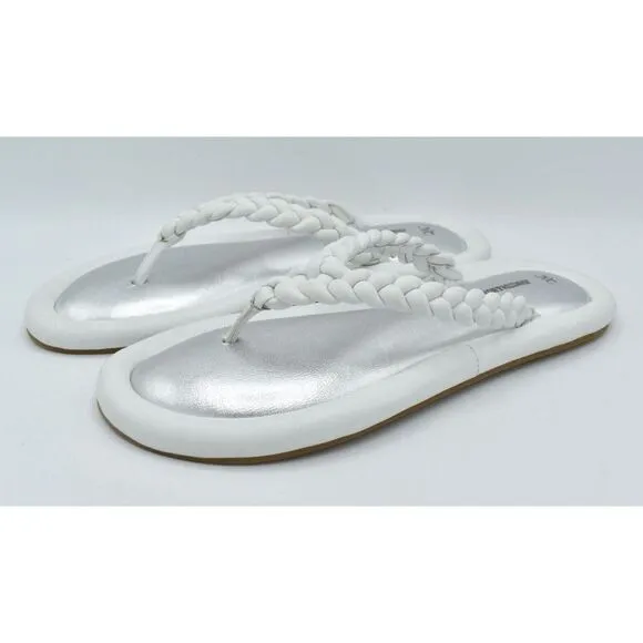 Johnston &amp; Murphy Womens Size 9 Zoey Braided White Glove Flip Flop Thong Sandals