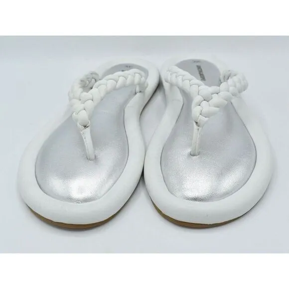 Johnston &amp; Murphy Womens Size 9 Zoey Braided White Glove Flip Flop Thong Sandals