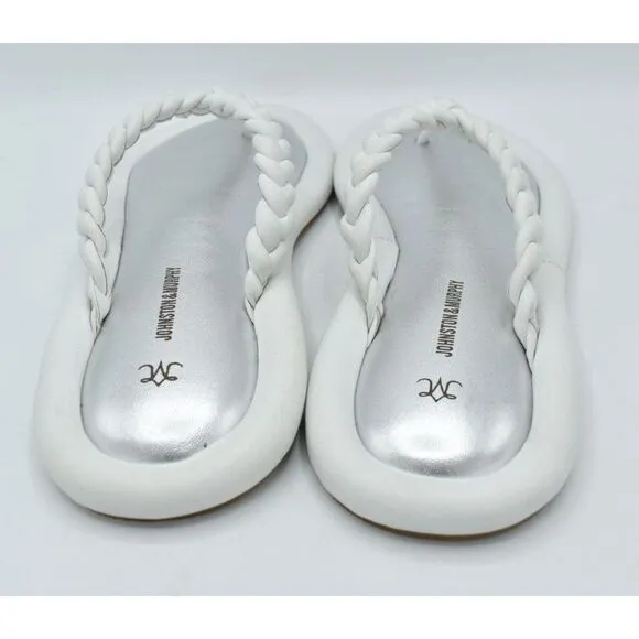 Johnston &amp; Murphy Womens Size 9 Zoey Braided White Glove Flip Flop Thong Sandals