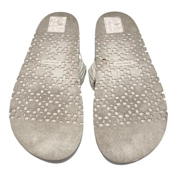Jonathan Simkhai Ari Ruched White Leather Platform Flip Flop Sandals Womens 39