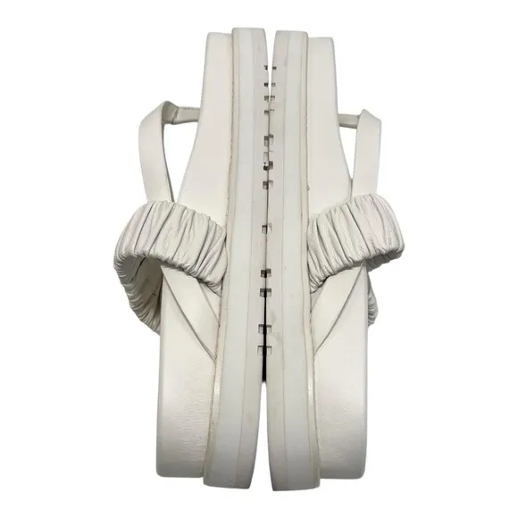 Jonathan Simkhai Ari Ruched White Leather Platform Flip Flop Sandals Womens 39