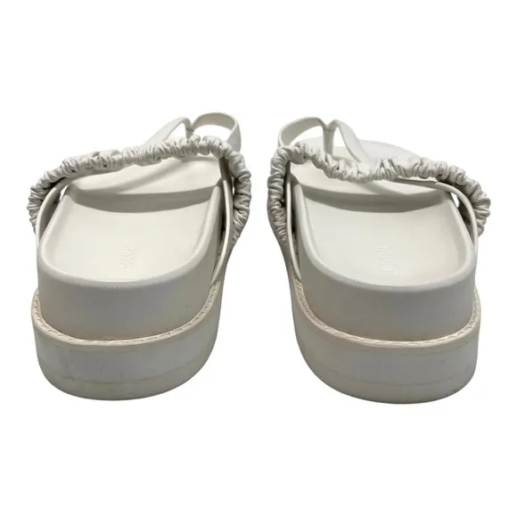 Jonathan Simkhai Ari Ruched White Leather Platform Flip Flop Sandals Womens 39