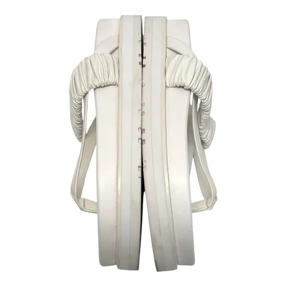 Jonathan Simkhai Ari Ruched White Leather Platform Flip Flop Sandals Womens 39