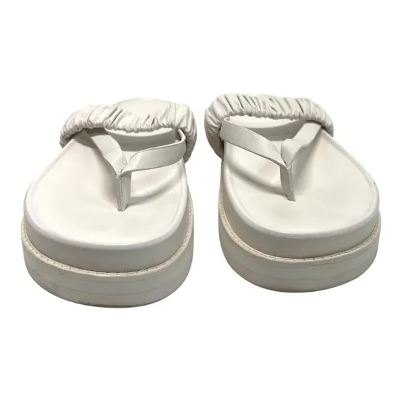 Jonathan Simkhai Ari Ruched White Leather Platform Flip Flop Sandals Womens 39