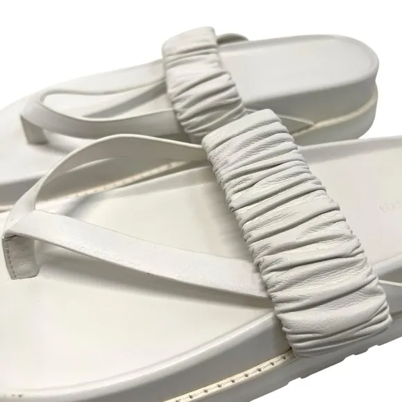 Jonathan Simkhai Ari Ruched White Leather Platform Flip Flop Sandals Womens 39