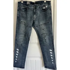 Jordan Craig Men's Denim Jeans 38X32 Aged Washed Blue Aaron Relaxed Distressed