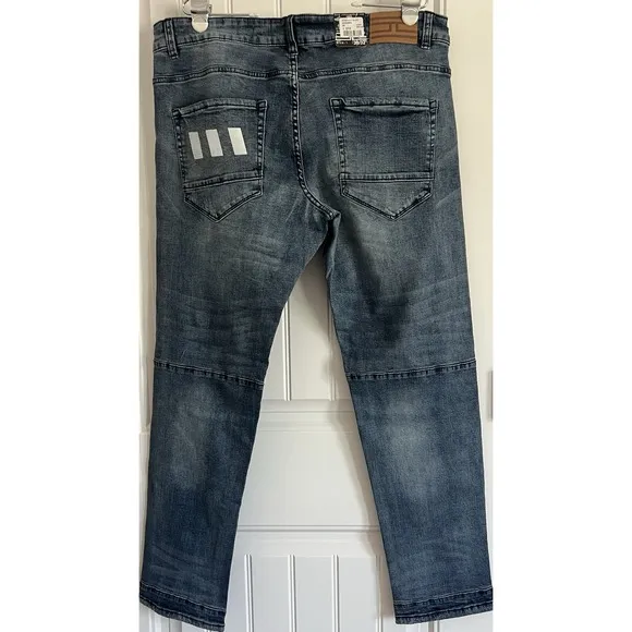 Jordan Craig Men's Denim Jeans 38X32 Aged Washed Blue Aaron Relaxed Distressed