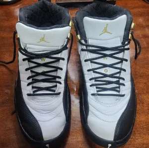 Jordan Retro 12 Men's Black and White Sneakers Sz.8