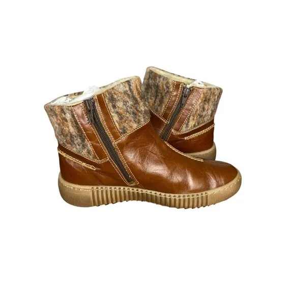 Josef Seibel Maren 22 Shearling-Lined Brown Leather Boots comfort size 6 / 37