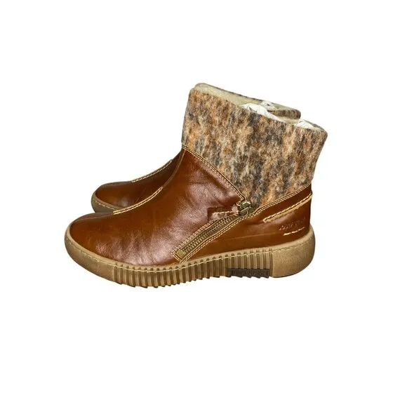 Josef Seibel Maren 22 Shearling-Lined Brown Leather Boots comfort size 6 / 37