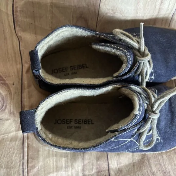 Joseph Seibel Maren 02 Blue Suede Sherpa Lined Lace Up Chukka Boots Women’s 40