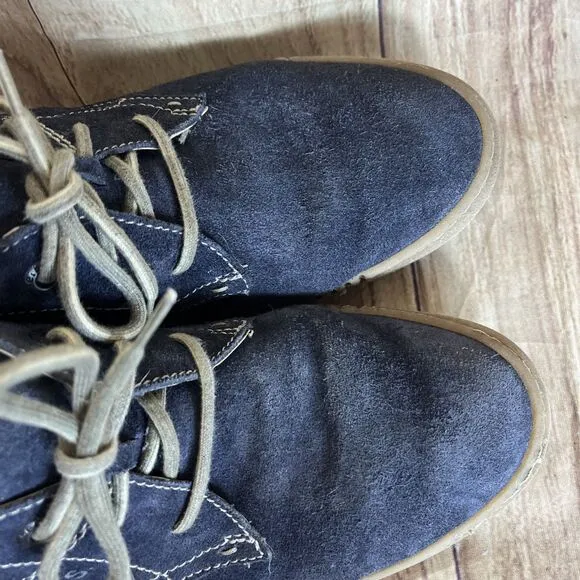 Joseph Seibel Maren 02 Blue Suede Sherpa Lined Lace Up Chukka Boots Women’s 40