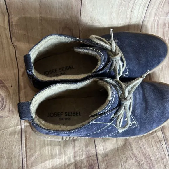 Joseph Seibel Maren 02 Blue Suede Sherpa Lined Lace Up Chukka Boots Women’s 40