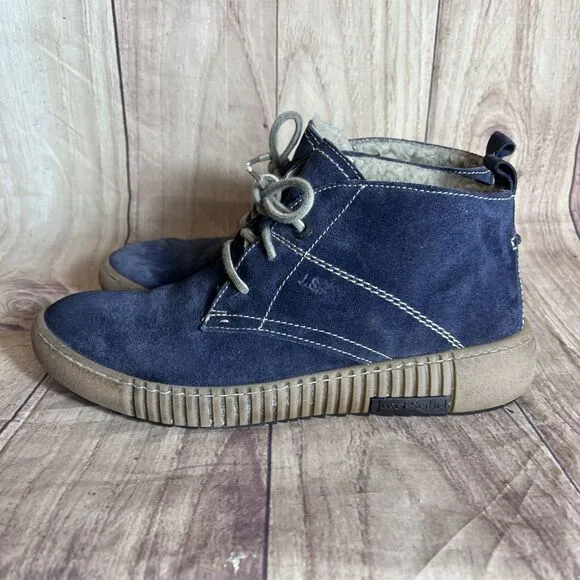 Joseph Seibel Maren 02 Blue Suede Sherpa Lined Lace Up Chukka Boots Women’s 40