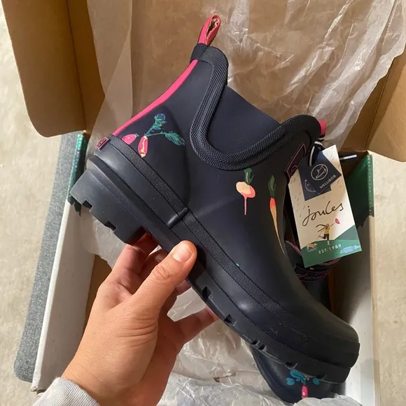 JOULES Waterproof Printed Short Pull On Rain Boots