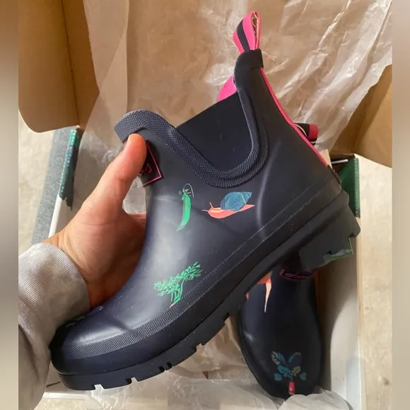 JOULES Waterproof Printed Short Pull On Rain Boots