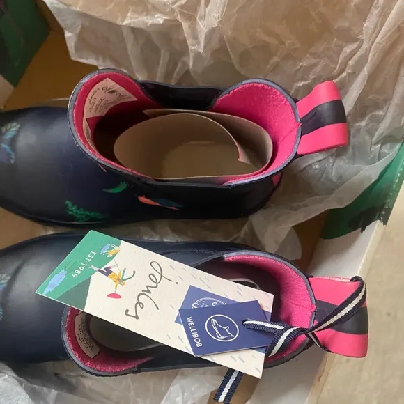 JOULES Waterproof Printed Short Pull On Rain Boots