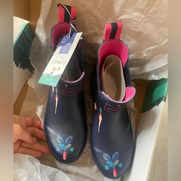 JOULES Waterproof Printed Short Pull On Rain Boots