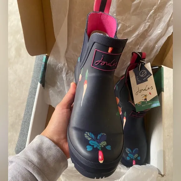 JOULES Waterproof Printed Short Pull On Rain Boots