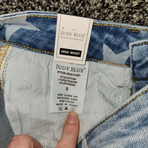 Judy Blue stars &amp; stripes Denim skirt  Women small Hi Waist,Raw Hem, 4th Of July