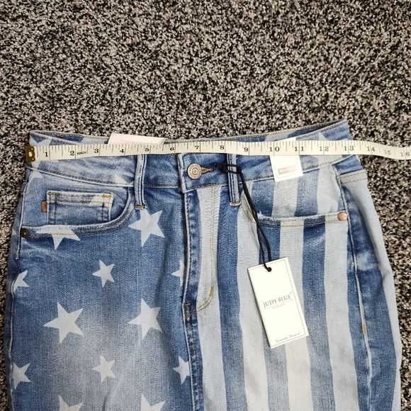 Judy Blue stars &amp; stripes Denim skirt  Women small Hi Waist,Raw Hem, 4th Of July