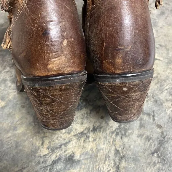 Justin Brown Leather Rustic Cowboy Boots Size 9